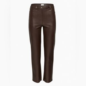 Aritzia Wilfred Brown Faux Leather Pants SZ 2